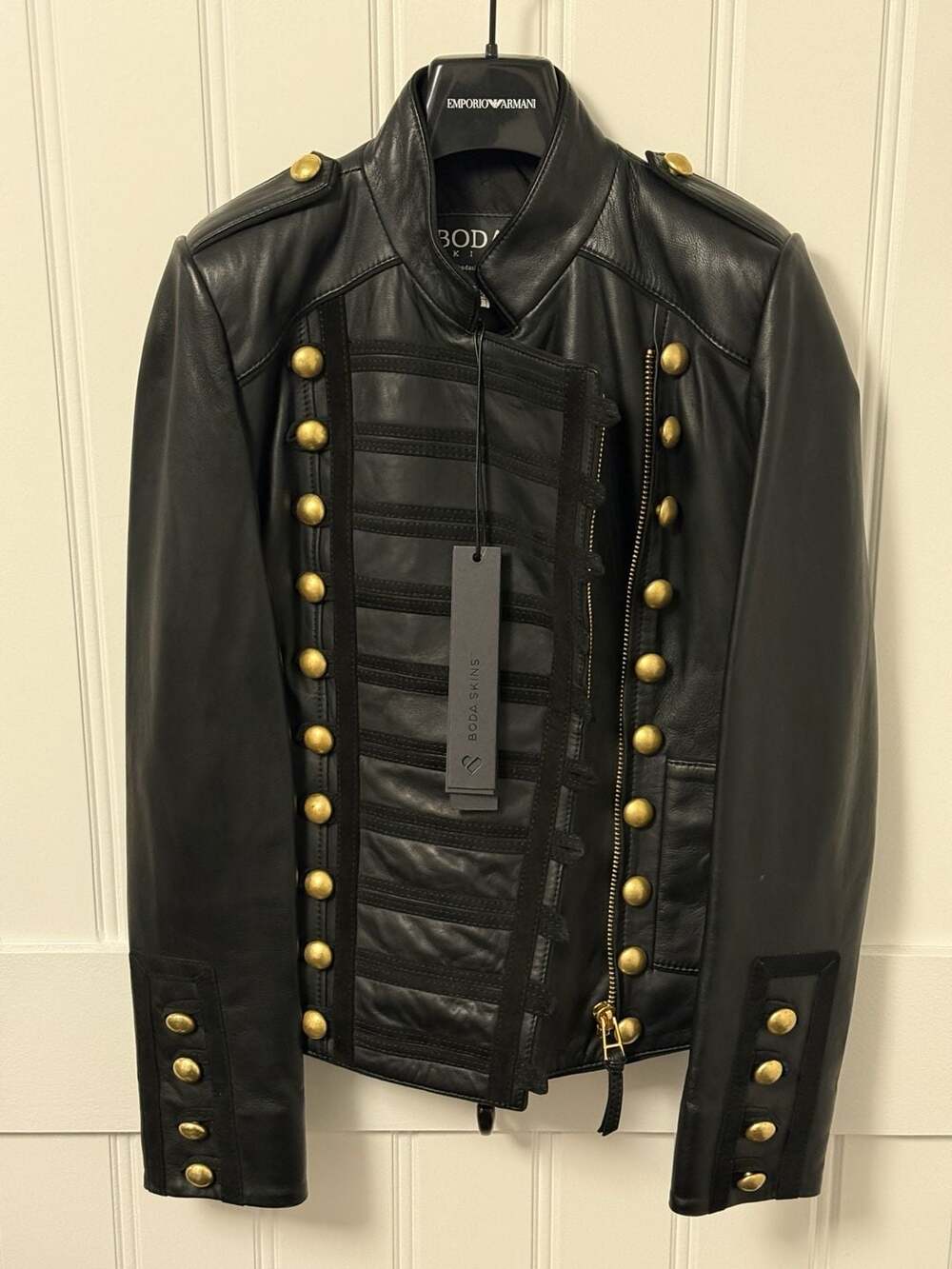 NWT! Boda Skins Women's Napoleon Black Sheepskin Leather Jacket